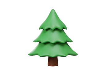 Fototapeta premium Cartoon green christmas tree 3d render isolated on white background