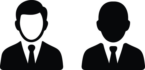 Business avatar profile icons of professional male figures in black and white silhouette for corporate identity and user interface