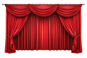 red theater curtain isolated on white