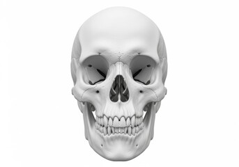 Obraz premium Human Skull Anatomy Model - Detailed anatomical model of a human skull, front view, isolated on white background. Ideal for medical, educational, or artistic