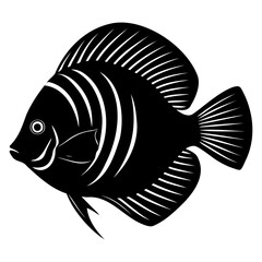 Black discus fish icon silhouette isolated vector image transparent background