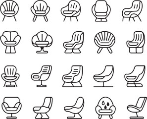 modern lounge chair icons – minimalist line art Furniture collection