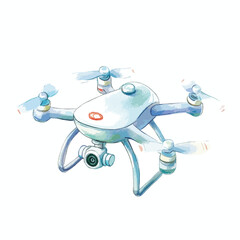 Watercolor Illustration of a Modern Quadcopter Drone