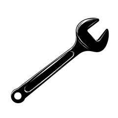 a black and white illustration of a wrench black, illustration, silhouette , Generative art.