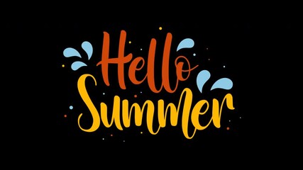 Animated Text Hello Summer on a transparent background. Suitable for social media posts, summer promotions, vacation themed designs, and greeting cards.