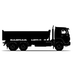 a black silhouette of a dump truck on a transparent background black, silhouette, truck , Generative art.