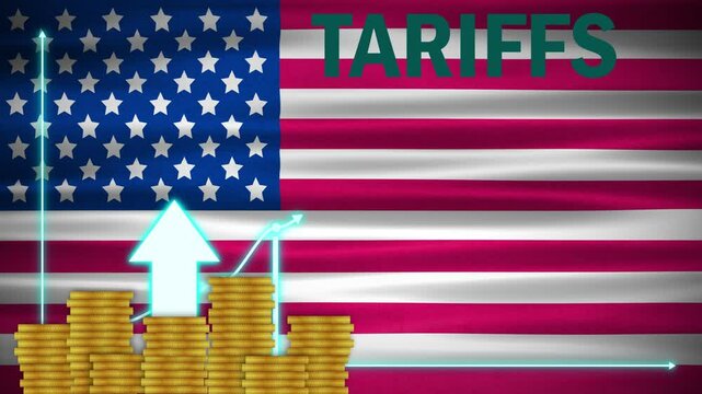 growth sign and graph showing that usa new trade policy increased tariff persentage in import and export business. concept for new Tariffs rules by usa goverment.