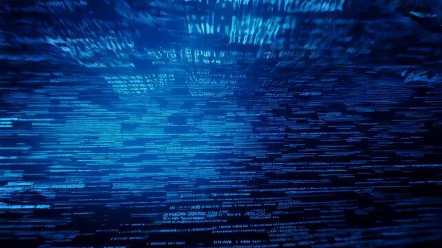 Dynamic digital data flow in futuristic blue tunnel animation