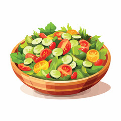 Colorful Fresh Vegetable Salad Healthy Diet Icon Isolated on White Background