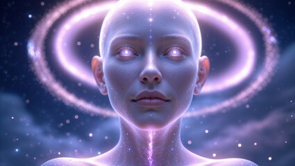 Spiritual Human Figure With Cosmic Energy	
