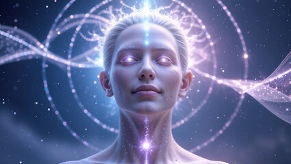 Spiritual Human Figure With Cosmic Energy	
