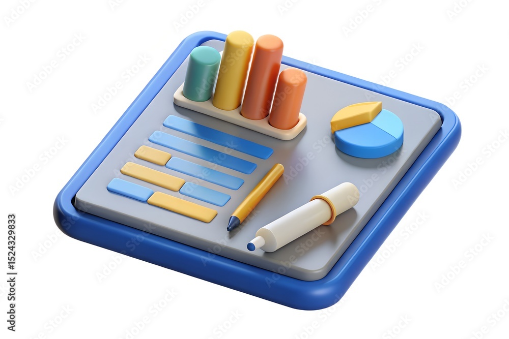 Aufkleber 3d render of colorful data analysis dashboard