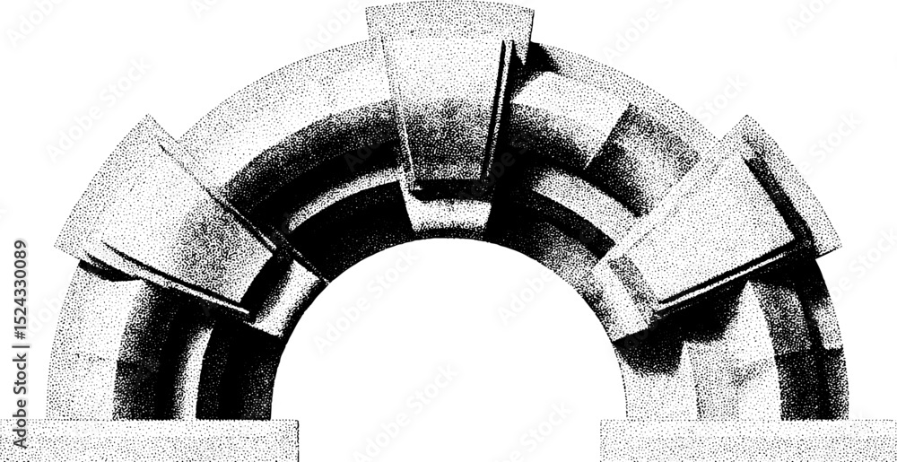 Poster engraved illustration of segmented arch vault with detailed architecture design