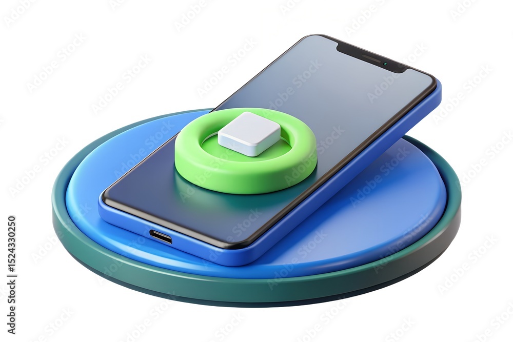 Aufkleber smartphone on abstract colorful platform with cube