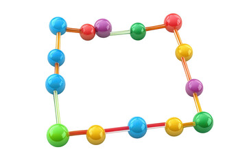 Colorful molecular model forming a rectangle, isolated on transparent background