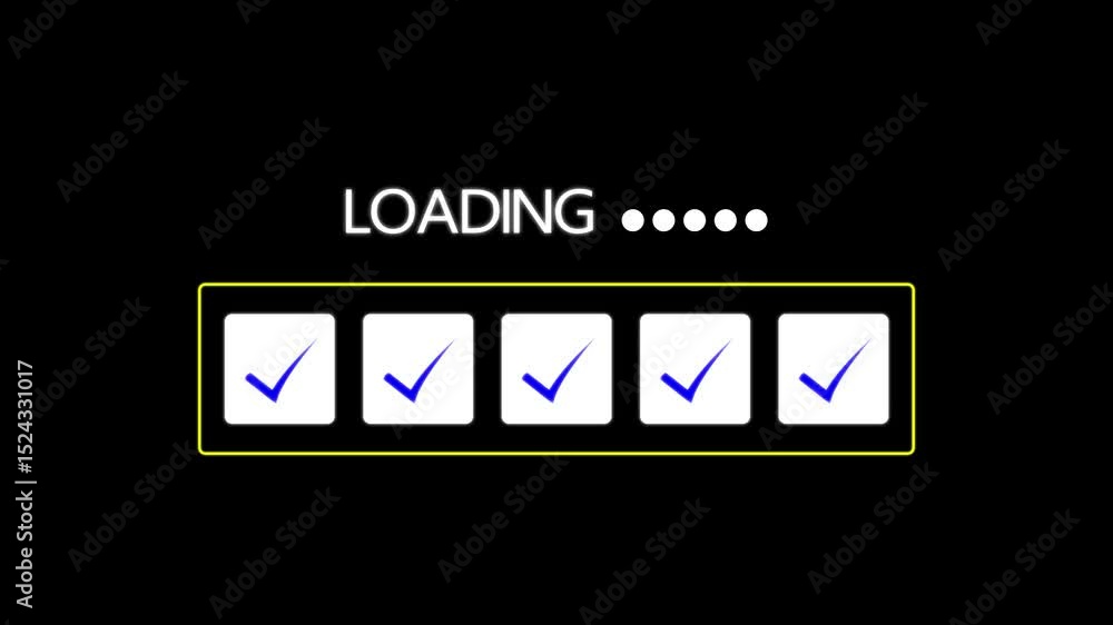 Fototapete digital progress checklist with check marks and an advancing loading bar, symbolizing task completio