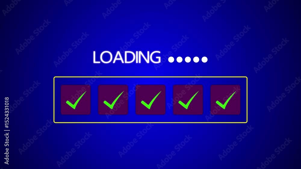 Fototapete digital progress checklist with check marks and an advancing loading bar, symbolizing task completio