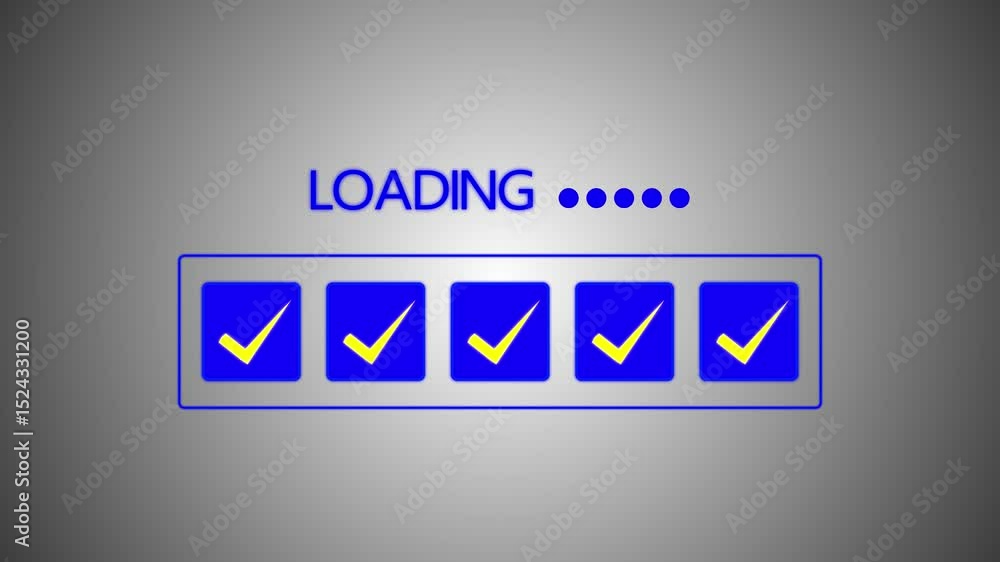 Fototapete digital progress checklist with check marks and an advancing loading bar, symbolizing task completio