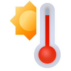 Heating Temperature Icon &ndash; Thermometer with Sun Symbol