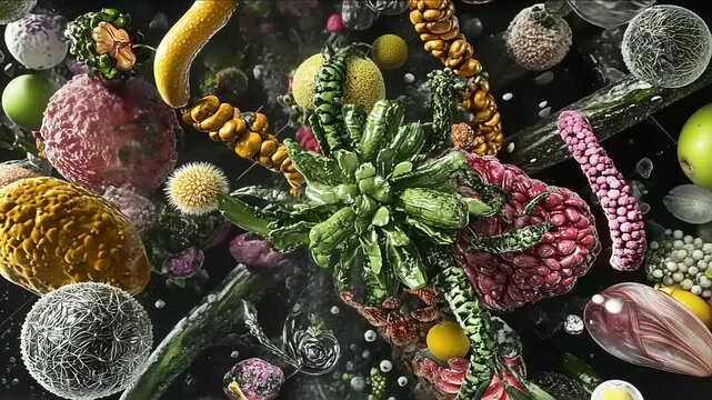 Microbial Bloom: A 3D Render of Vibrant Microorganism