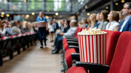 Excitement builds in a packed theater as popcorn awaits eager moviegoers during a recent screening event