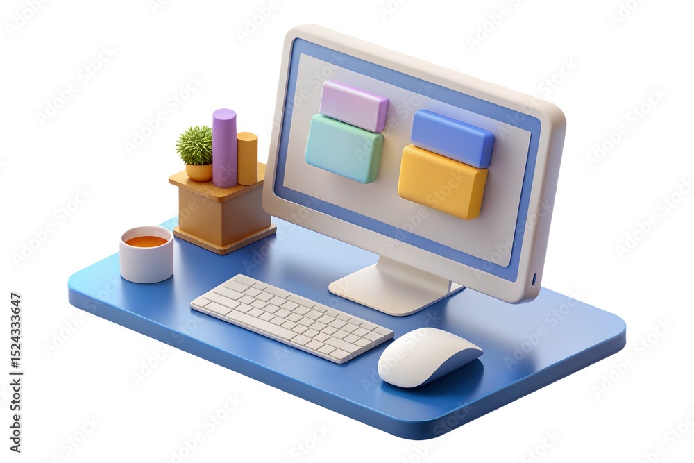 Poster modern minimalist computer workstation setup