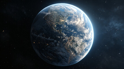 Fototapeta premium Earth from Space with Night View.