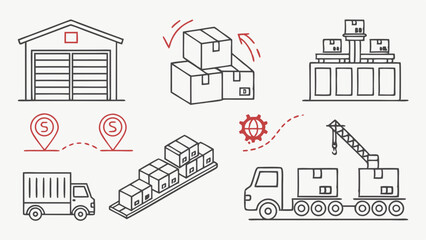 Naklejka premium Streamlining Your Supply Chain Illustrated Guide to Warehouse Management Logistics and Distribution Efficiency Optimization