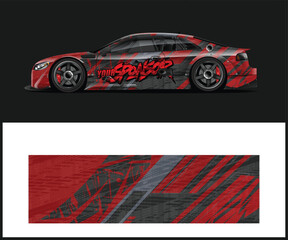 Red and Black Abstract Design for Race Car Wrap