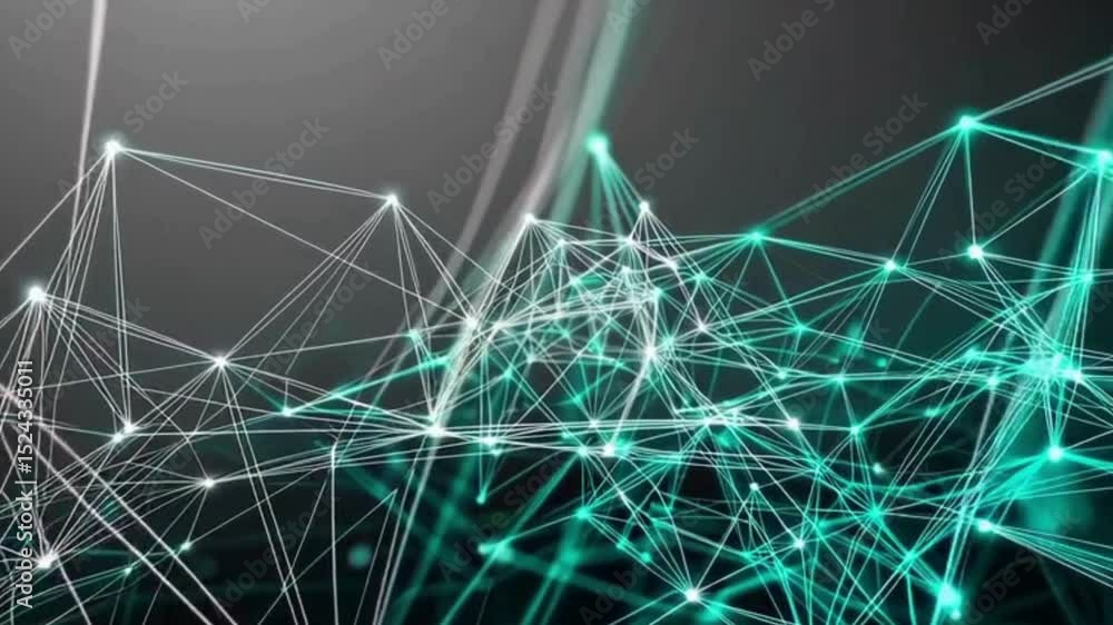 Poster abstract fractal light technology background with green lines, a dynamic texture for modern web desi