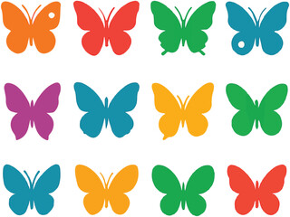 Colorful Butterfly Silhouettes for Design