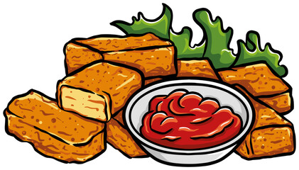 chicken nugget with ketchup