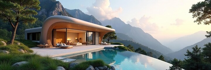 Futuristic home design with smart technology integration, offering breathtaking views and sustainable features Imagine living in this eco-friendly dream home , bathroom, living room, bedroom
