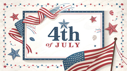 Obraz premium 4th of july in the frame and USA flag 
