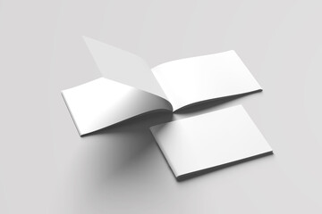Soft cover landscape 3D illustration A4 Landscape brochure, magazine, book or catalog mock up isolated on gray background.