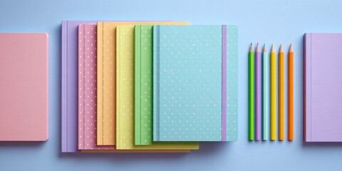 Minimalist Pastel Stationery Kit with Notebooks and Pencils