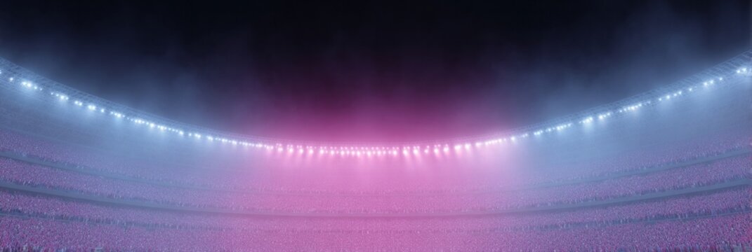 Stadium lights glow in mesmerizing pastel haze, evoking ethereal festival vibes on International Day of Pink and World Teleportation Day