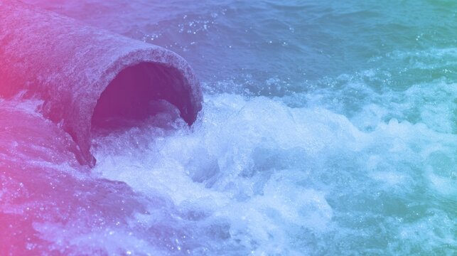 Dusky waters cascade from a forgotten pipe, whispering tales of unseen journeys, echoing Earth Day's hidden symphony