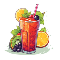 Vibrant and Fresh Illustration of Delicious Juice Drink in Vector Style