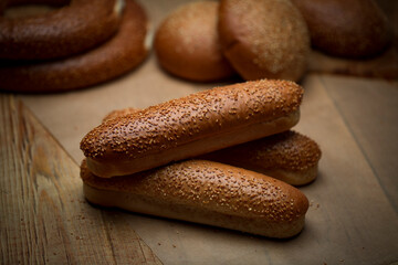Sesame fino bread. Fresh and delicious baked goods.