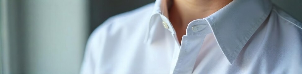 A close-up shot of a crisp, white collar, freshly ironed and ready to be worn, symbolizing professionalism and preparedness for a new job or career , employment, fashion, textile
