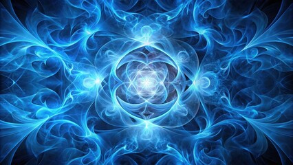 Ethereal blue smoke swirling in a mesmerizing fractal pattern