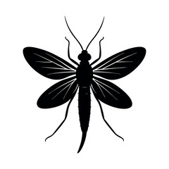 Mayfly Insect Silhouette Vector Illustration