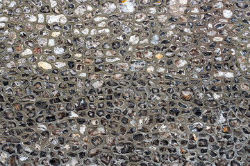 Textured Wall Made of Rough Flint Stones