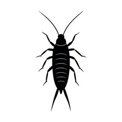 Silverfish Insect Silhouette Vector Illustration