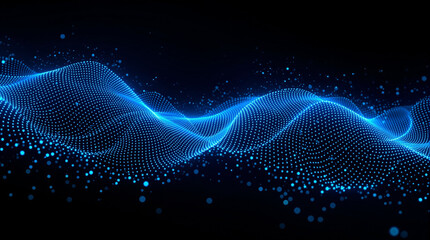 Abstract glowing blue digital waves representing futuristic technology and information