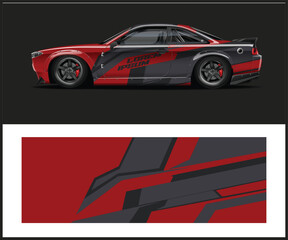 Obraz premium Red and Black Sport Car Wrap Design Template