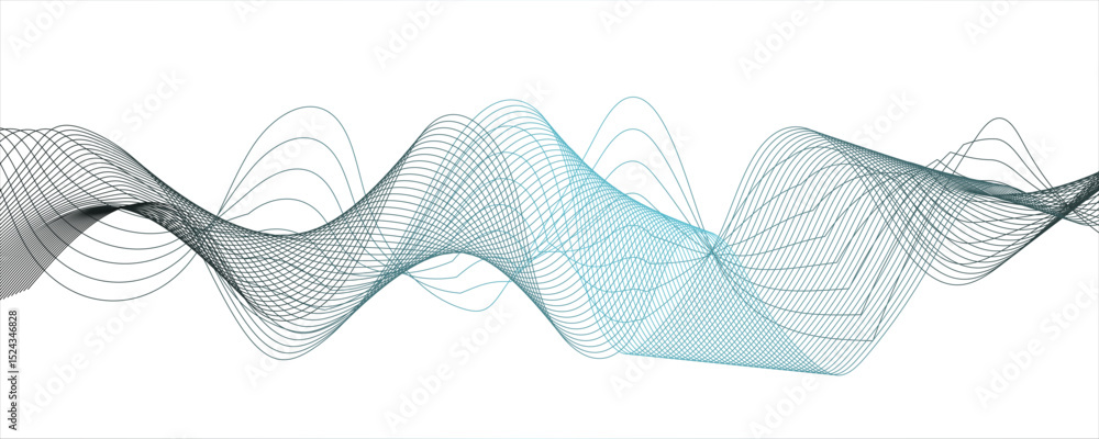 Poster Abstract green smooth element swoosh speed wave modern stream background. Wave business curve lines on transparent background. Abstract wavy ocean line and future technology, business.