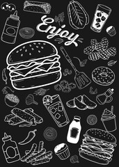 Hand-drawn chalkboard menu, ideal for simple and aesthetic use in restaurant and cafe menus.