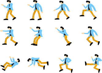 A set Vector illustration  of people in various poses.texture water color hand drawn